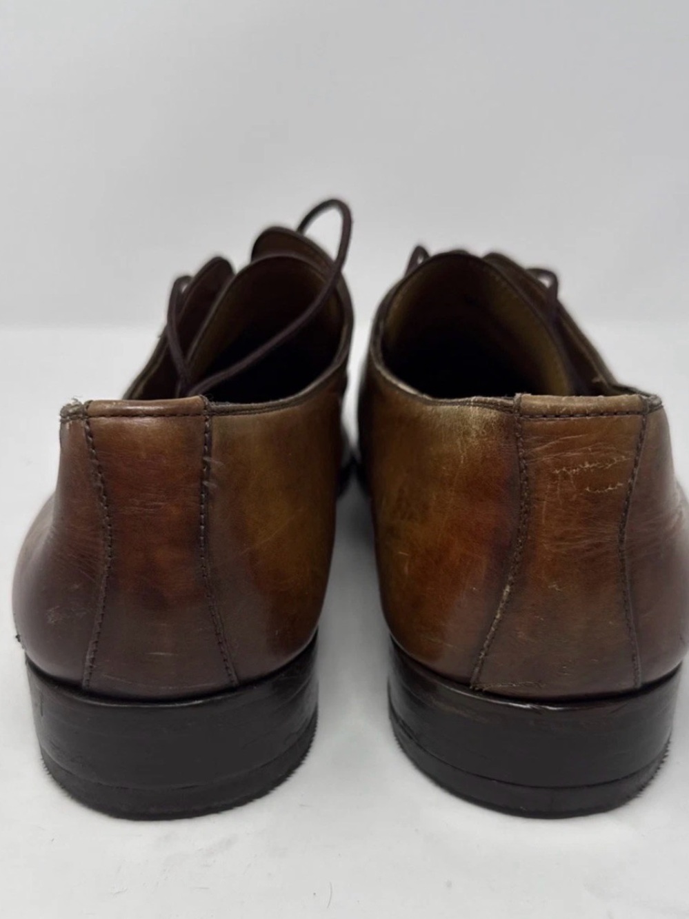 Magnanni Brown Lace-Up Derby Leather Dress Shoes 12436 Men's Size 13 M Spain - Picture 4 of 11